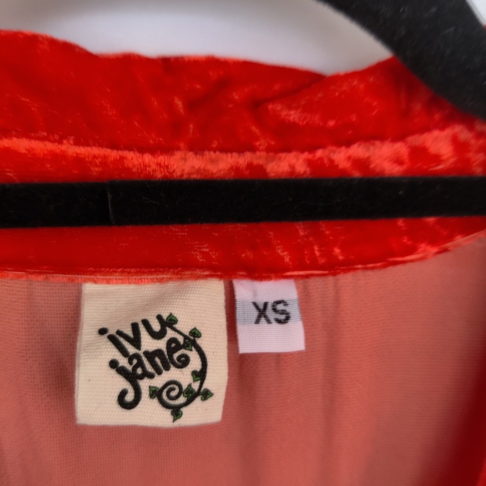 Ivy Jane Velvet Orange Burnt Out Long SLeeve‎ Tunic Top XS Button Up Oversized - Picture 5 of 8